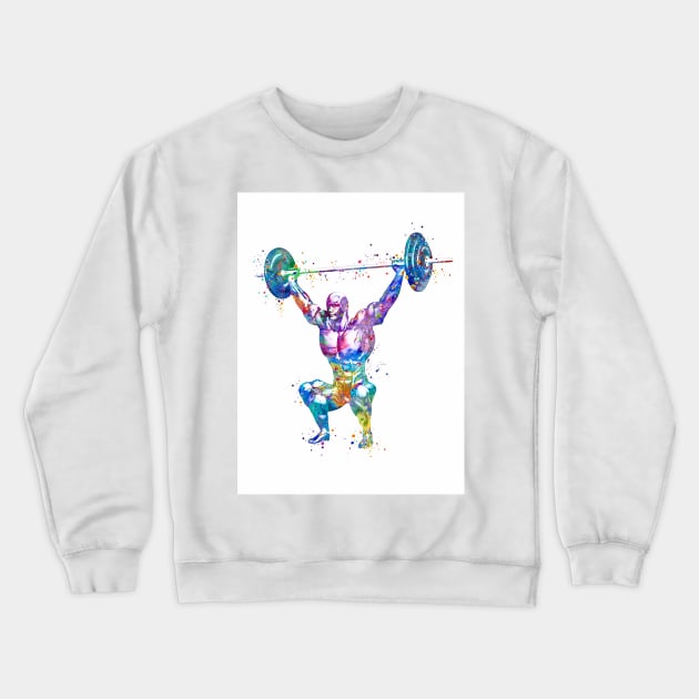 Weightlifter Muscles Anatomy Colorful Watercolor Crewneck Sweatshirt by LotusGifts